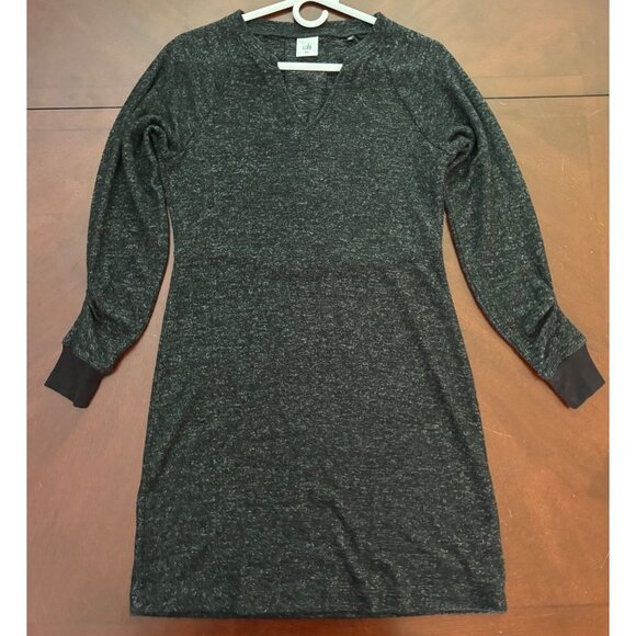 CAbi V-Neck Ruched Sleeve Sweater "PJ Dress" in Charcoal Grey/Black Heather  XXS - Picture 13 of 13